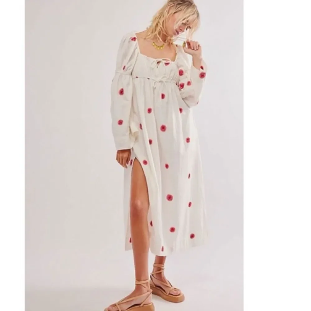 Free People Emory Embroidered Midi Mxi Dress size S
